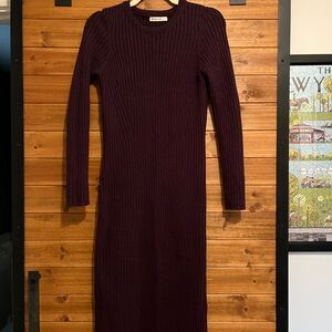 Marine Layer Deep Purple Long Sleeve midi-sweater Dress